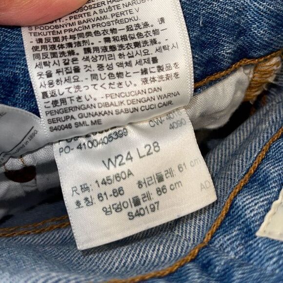 Levi's 501 Womens High Rise‎ Button Fly Distressed Skinny Denim Jeans Blue Sz 24 - Picture 11 of 14